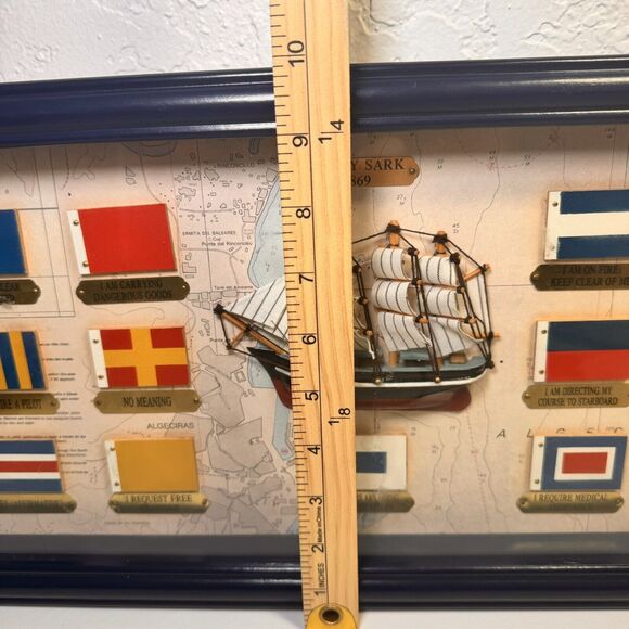 Nautical Wall Art - 1869 Cutty Sark Clipper Ship & Flag Display -19.5 " x 10" - Picture 11 of 11